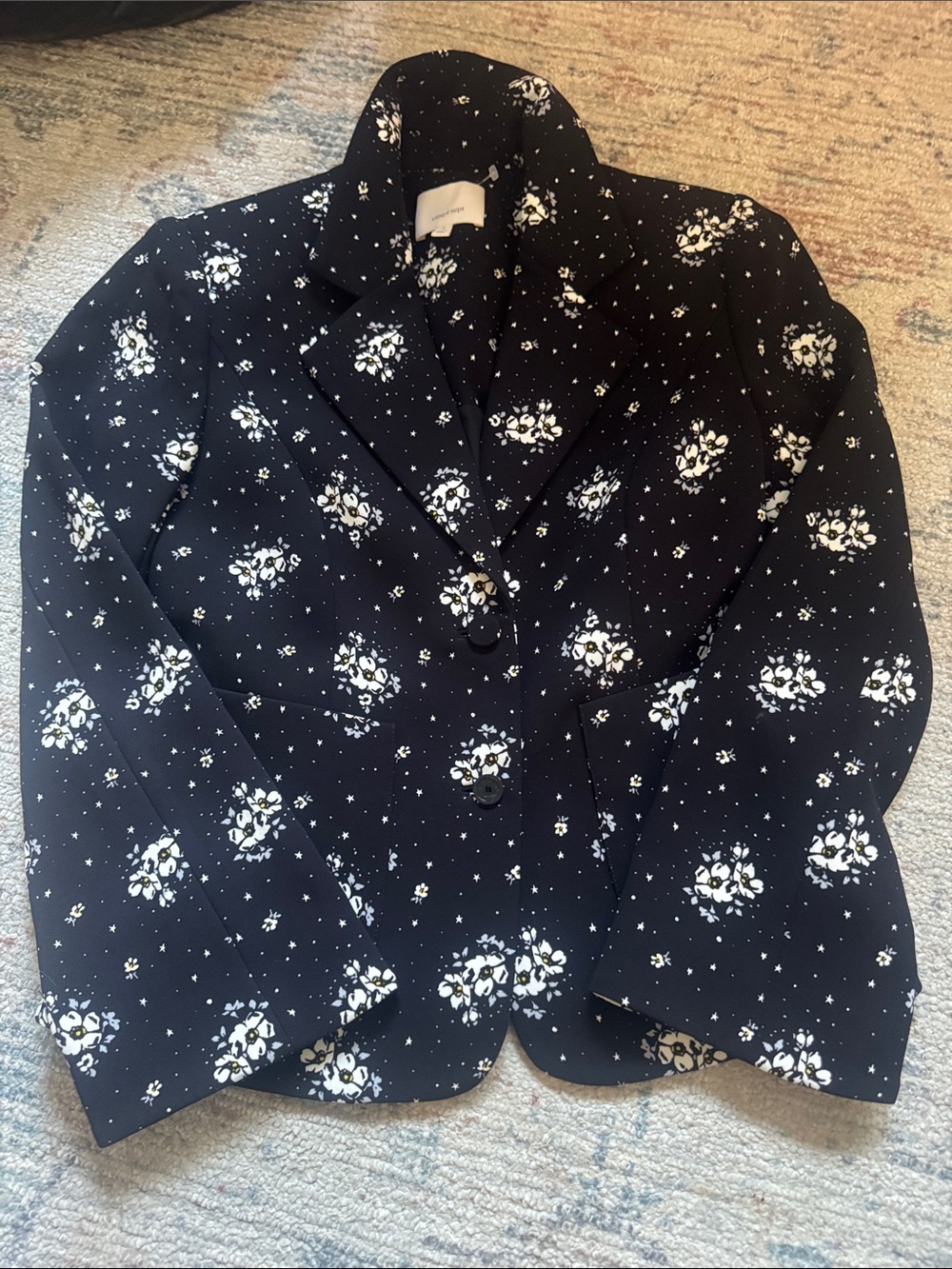 cinq a sept Black Blazer with White Floral Print